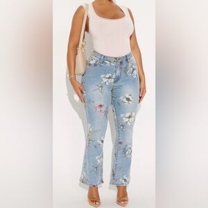 NWT Floral Print Light Wash Jeans